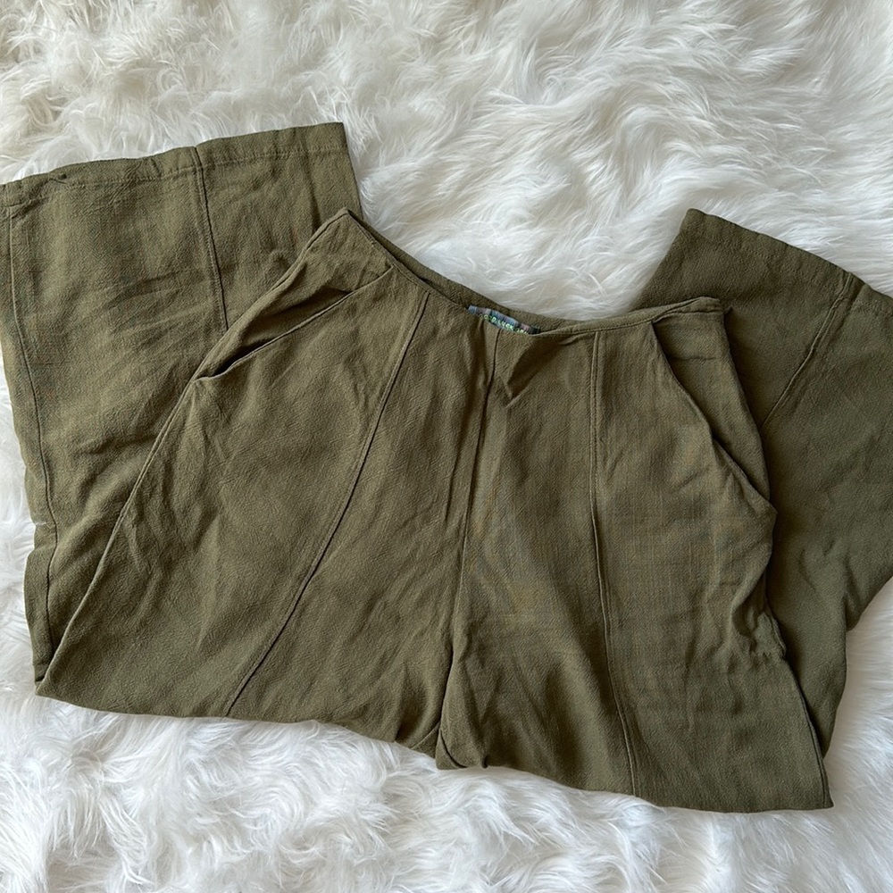 Green Cropped Wide Leg Pants